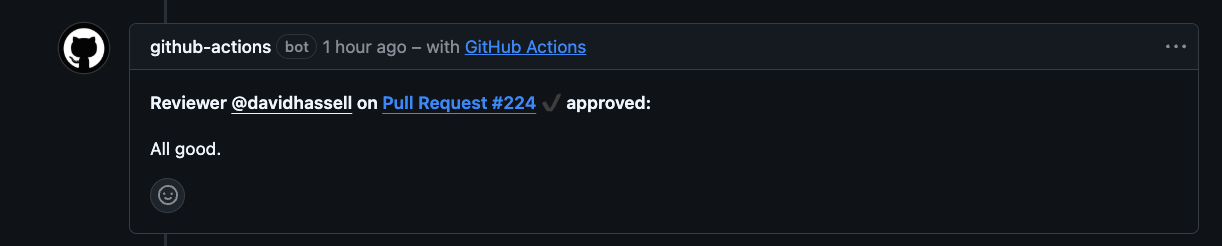 Approval mirrored as a comment on the linked issue