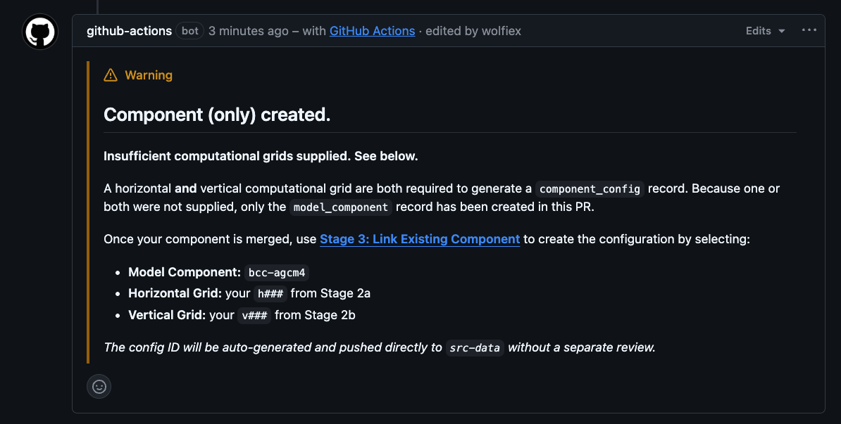 Warning: Component only created — insufficient grids supplied